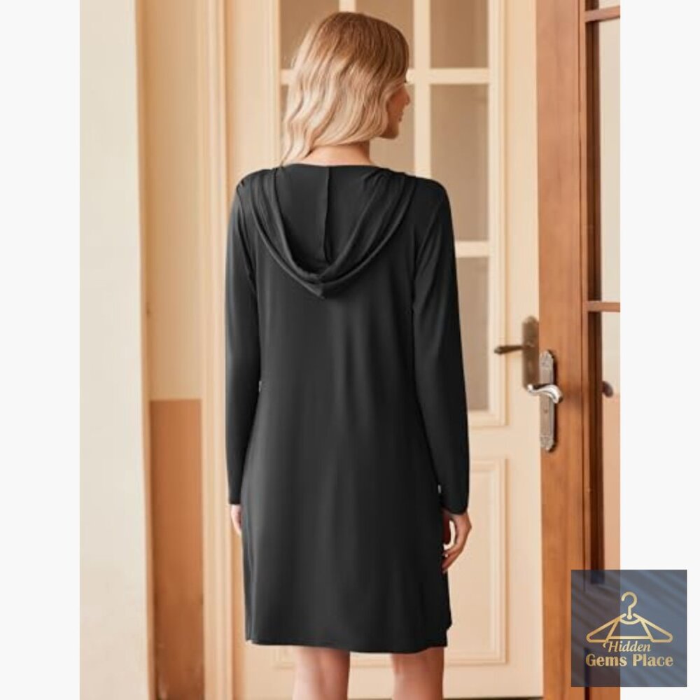 UPF 50+ Long Sleeve Hooded Dress Lightweight Athletic Sun Protection - Picture 6 of 7